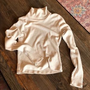 Abercrombie Lurex Stripe Rib Mock Neck Turtleneck